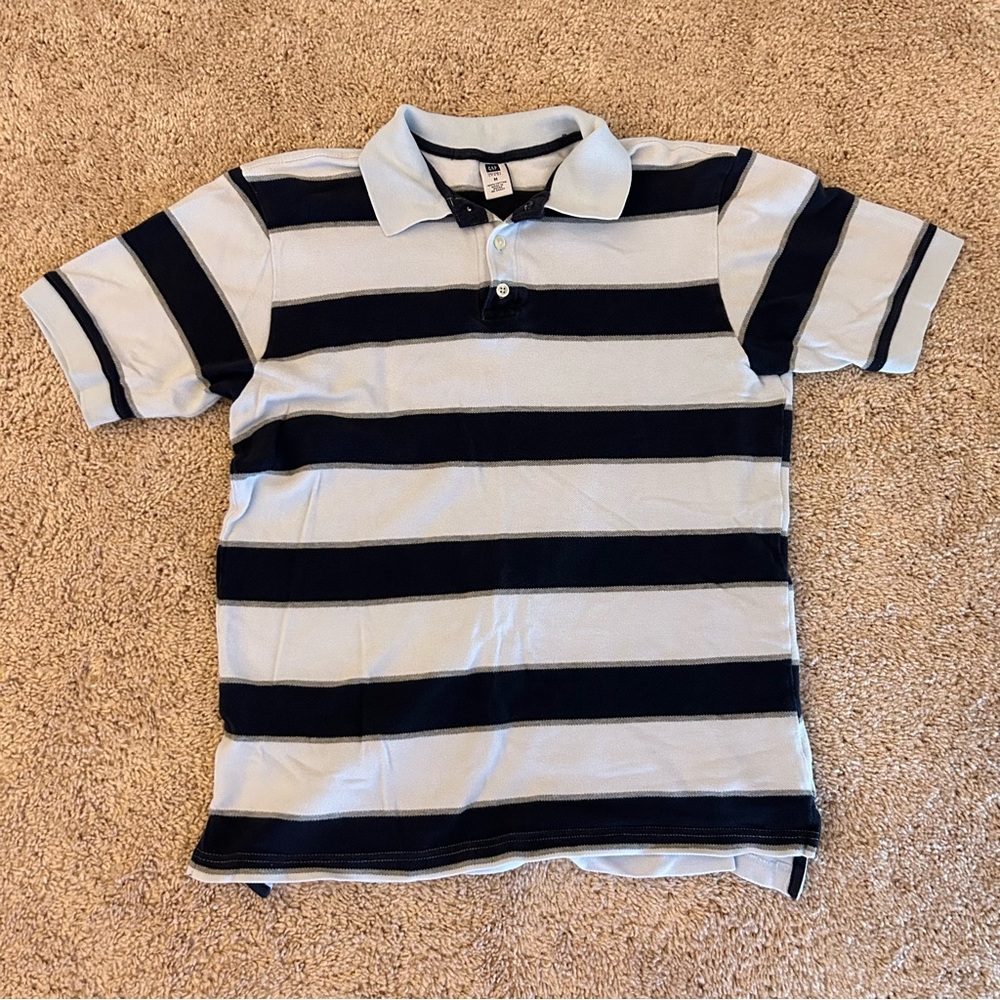 blue and black gap striped polo shirt